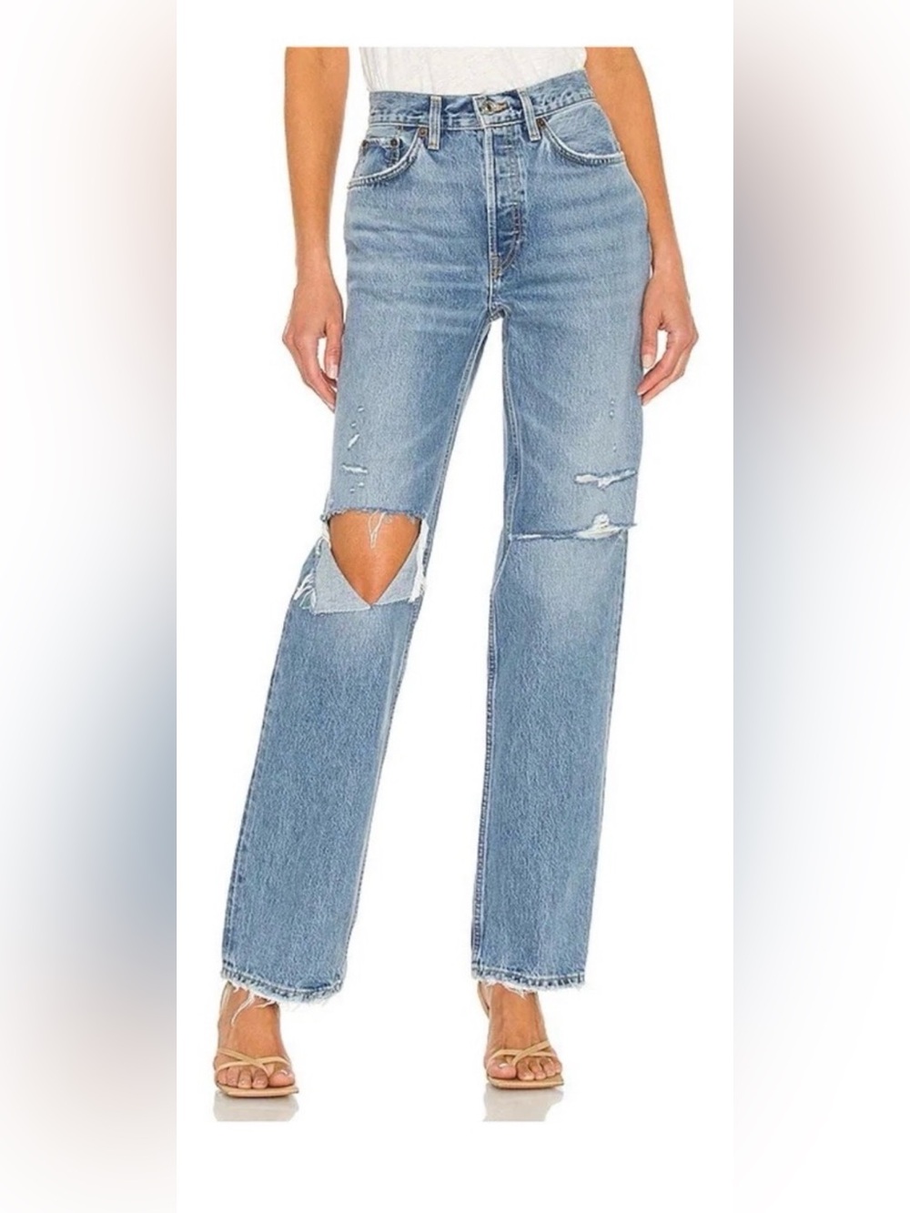 Re/Done High Rise Stove Pipe Jeans Blue Waist 27